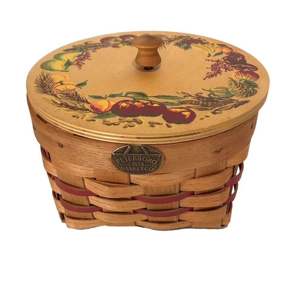 Vintage Peterboro Basket Co. Music Box Apples Country Rustic Primitive Kitchen